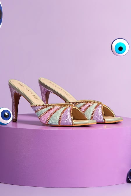 Papa Don't Preach Accessories Peppermint Glass Bead Embellished Stilettos 