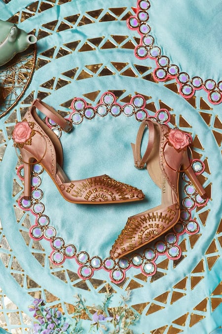 Papa Don't Preach Accessories Gold Pearl The Rositas Rose Embellished Stilettos