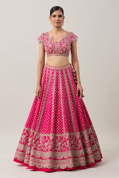 Anushree Reddy Pink Organza Zari, Sequins Maha Gulbahar Zardozi Embroidered Bridal Lehenga Set Online at Aza Fashions Anushree Reddy_Pink Organza Zari, Sequins Maha Gulbahar Zardozi Embroidered Bridal Lehenga Set _Online_at_Aza_Fashions