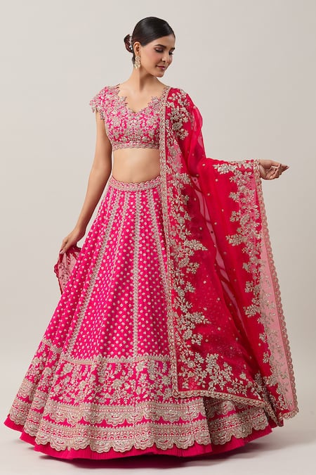 Buy Anushree Reddy Pink Organza Zari, Sequins Maha Gulbahar Zardozi Embroidered Bridal Lehenga Set Online at Aza Fashions Buy_Anushree Reddy_Pink Organza Zari, Sequins Maha Gulbahar Zardozi Embroidered Bridal Lehenga Set _Online_at_Aza_Fashions