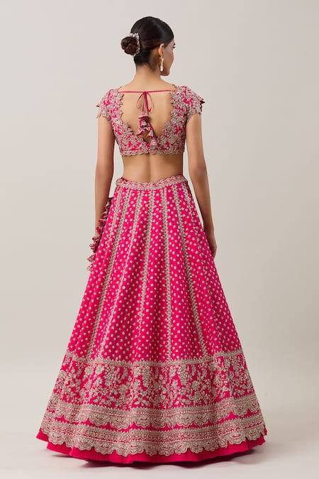 Shop Anushree Reddy Pink Organza Zari, Sequins Maha Gulbahar Zardozi Embroidered Bridal Lehenga Set at Aza Fashions Shop_Anushree Reddy_Pink Organza Zari, Sequins Maha Gulbahar Zardozi Embroidered Bridal Lehenga Set _at_Aza_Fashions