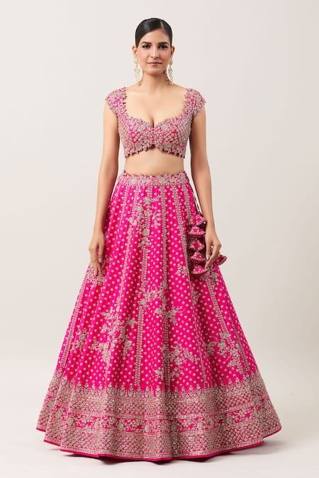 Anushree Reddy Pink Silk, Organza Zari, Nyomaa Gullista Zardozi Embroidered Bridal Lehenga Set Online at Aza Fashions Anushree Reddy_Pink Silk, Organza Zari, Nyomaa Gullista Zardozi Embroidered Bridal Lehenga Set _Online_at_Aza_Fashions