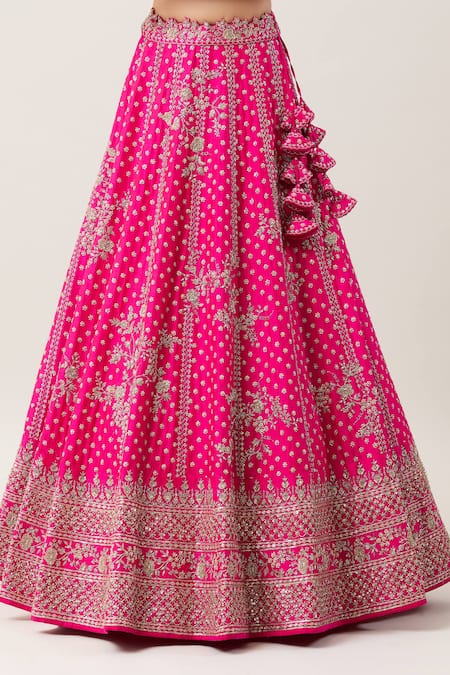 Anushree Reddy Pink Silk, Organza Zari, Nyomaa Gullista Zardozi Embroidered Bridal Lehenga Set at Aza Fashions Anushree Reddy_Pink Silk, Organza Zari, Nyomaa Gullista Zardozi Embroidered Bridal Lehenga Set _at_Aza_Fashions
