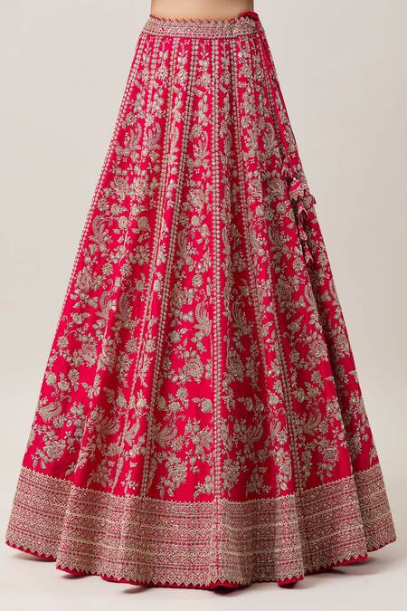 Anushree Reddy Red Silk, Organza Sequins, Nyomaa Bahar Zardozi Embroidered Bridal Lehenga Set at Aza Fashions Anushree Reddy_Red Silk, Organza Sequins, Nyomaa Bahar Zardozi Embroidered Bridal Lehenga Set _at_Aza_Fashions