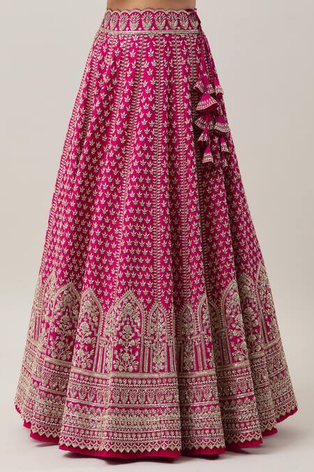 Anushree Reddy Red Organza Zari, Sequins Shukrana Mughal Zardozi Embroidered Bridal Lehenga Set at Aza Fashions Anushree Reddy_Red Organza Zari, Sequins Shukrana Mughal Zardozi Embroidered Bridal Lehenga Set _at_Aza_Fashions