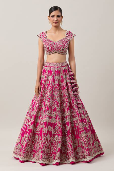 Anushree Reddy Pink Silk, Organza Zari, Gulzaar Sharjah Zardozi Embroidered Bridal Lehenga Set Online at Aza Fashions Anushree Reddy_Pink Silk, Organza Zari, Gulzaar Sharjah Zardozi Embroidered Bridal Lehenga Set _Online_at_Aza_Fashions