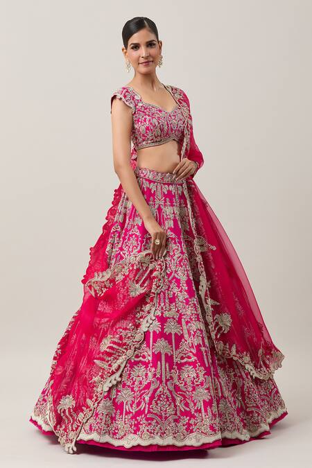 Buy Anushree Reddy Pink Silk, Organza Zari, Gulzaar Sharjah Zardozi Embroidered Bridal Lehenga Set Online at Aza Fashions Buy_Anushree Reddy_Pink Silk, Organza Zari, Gulzaar Sharjah Zardozi Embroidered Bridal Lehenga Set _Online_at_Aza_Fashions