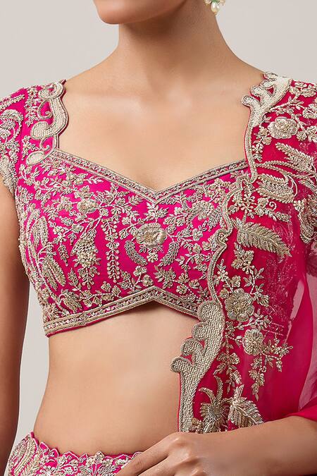 Shop Anushree Reddy Pink Silk, Organza Zari, Gulzaar Sharjah Zardozi Embroidered Bridal Lehenga Set Online at Aza Fashions Shop_Anushree Reddy_Pink Silk, Organza Zari, Gulzaar Sharjah Zardozi Embroidered Bridal Lehenga Set _Online_at_Aza_Fashions