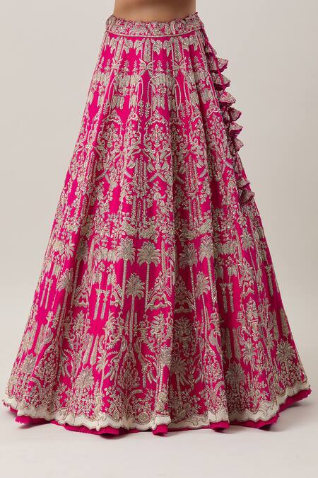 Anushree Reddy Pink Silk, Organza Zari, Gulzaar Sharjah Zardozi Embroidered Bridal Lehenga Set at Aza Fashions Anushree Reddy_Pink Silk, Organza Zari, Gulzaar Sharjah Zardozi Embroidered Bridal Lehenga Set _at_Aza_Fashions
