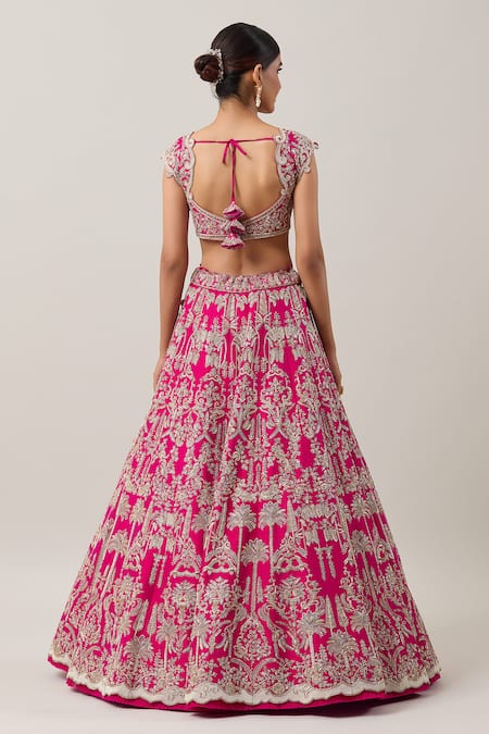 Shop Anushree Reddy Pink Silk, Organza Zari, Gulzaar Sharjah Zardozi Embroidered Bridal Lehenga Set at Aza Fashions Shop_Anushree Reddy_Pink Silk, Organza Zari, Gulzaar Sharjah Zardozi Embroidered Bridal Lehenga Set _at_Aza_Fashions