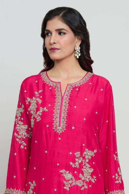 Buy Anushree Reddy Red Silk, Organza Cut Work, Kangana Spring Blossom Embroidered Kurta Pant Set Online at Aza Fashions Buy_Anushree Reddy_Red Silk, Organza Cut Work, Kangana Spring Blossom Embroidered Kurta Pant Set _Online_at_Aza_Fashions