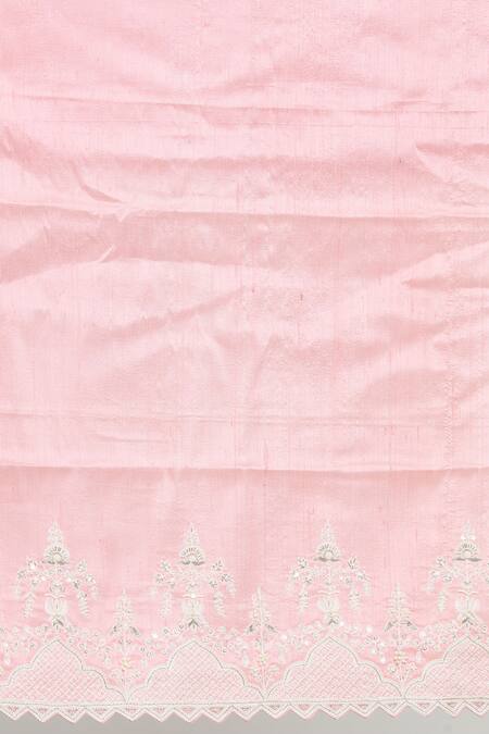 Anushree Reddy Pink Organza Pearls, Mughal Gul Embroidered Saree With Unstitched Blouse Fabric at Aza Fashions Anushree Reddy_Pink Organza Pearls, Mughal Gul Embroidered Saree With Unstitched Blouse Fabric _at_Aza_Fashions