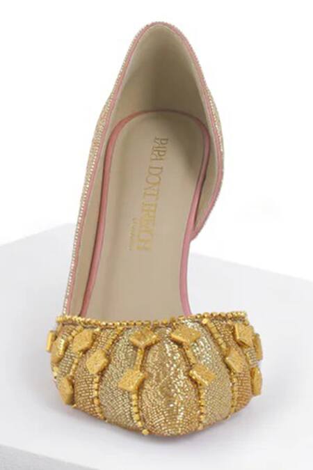 Papa Don't Preach Accessories Gold Embroidery Midnight Halo Pumps at Aza Fashions Papa Don't Preach Accessories_Gold Embroidery Midnight Halo Pumps _at_Aza_Fashions