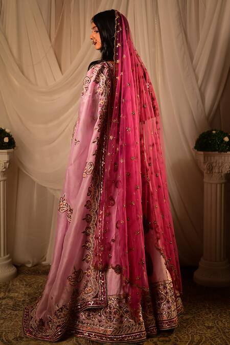 Shop Shashank Arya Purple Silk, Organza, Tulle Sequins, Paisley Embroidered Bridal Lehenga Set at Aza Fashions Shop_Shashank Arya_Purple Silk, Organza, Tulle Sequins, Paisley Embroidered Bridal Lehenga Set_at_Aza_Fashions
