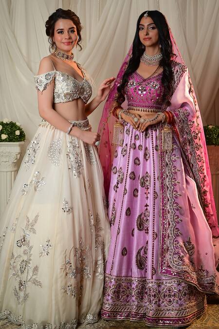 Shashank Arya Purple Silk, Organza, Tulle Sequins, Paisley Embroidered Bridal Lehenga Set Online at Aza Fashions Shashank Arya_Purple Silk, Organza, Tulle Sequins, Paisley Embroidered Bridal Lehenga Set_Online_at_Aza_Fashions