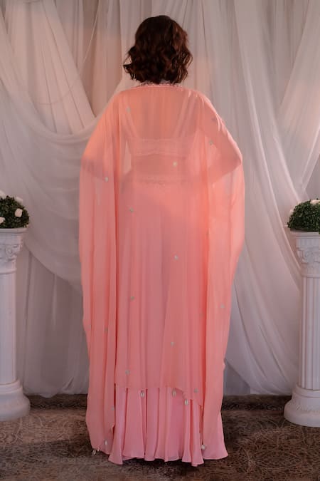 Shashank Arya Pink Crepe, Georgette Sequins, Beads, Floral Embellished Blouse Sharara Set Online at Aza Fashions Shashank Arya_Pink Crepe, Georgette Sequins, Beads, Floral Embellished Blouse Sharara Set _Online_at_Aza_Fashions