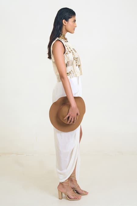 Buy Rishi and Vibhuti Ivory Cotton, Crepe Sequins, Airel Placement Bodysuit Dress With Jacket Online at Aza Fashions Buy_Rishi and Vibhuti_Ivory Cotton, Crepe Sequins, Airel Placement Bodysuit Dress With Jacket _Online_at_Aza_Fashions