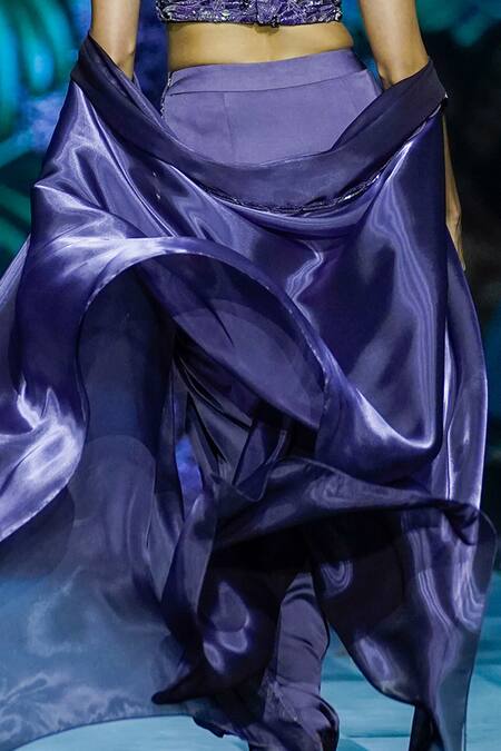 Buy_Nirmooha_Purple Organza Embroidery Open Neck Border Shrug _Online_at_Aza_Fashions