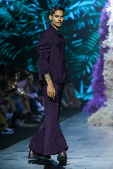 Buy_Nirmooha_Purple Lace Latchka Biker Jacket _Online_at_Aza_Fashions