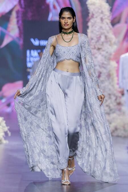 Nirmooha Grey Hand Embroidered Cape Online at Aza Fashions Nirmooha_Grey Hand Embroidered Cape _Online_at_Aza_Fashions