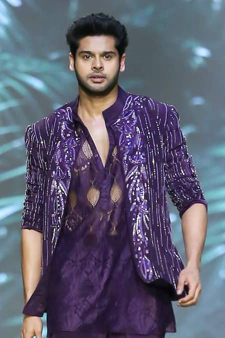 Nirmooha Purple Lace Hand Embroidery Shirt 