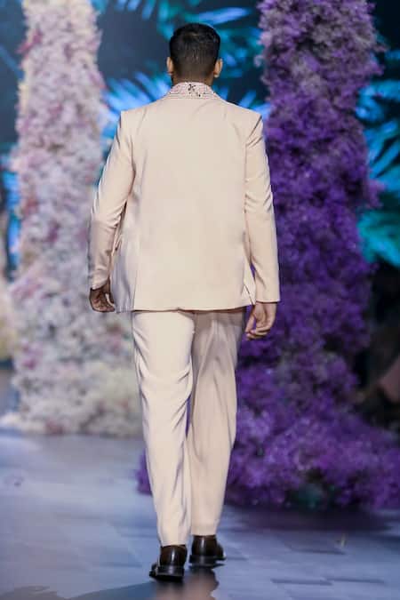 Shop Nirmooha Peach Linen Straight Plain Pant at Aza Fashions Shop_Nirmooha_Peach Linen Straight Plain Pant _at_Aza_Fashions