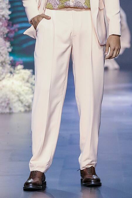 Nirmooha Peach Linen Straight Plain Pant Online at Aza Fashions Nirmooha_Peach Linen Straight Plain Pant _Online_at_Aza_Fashions