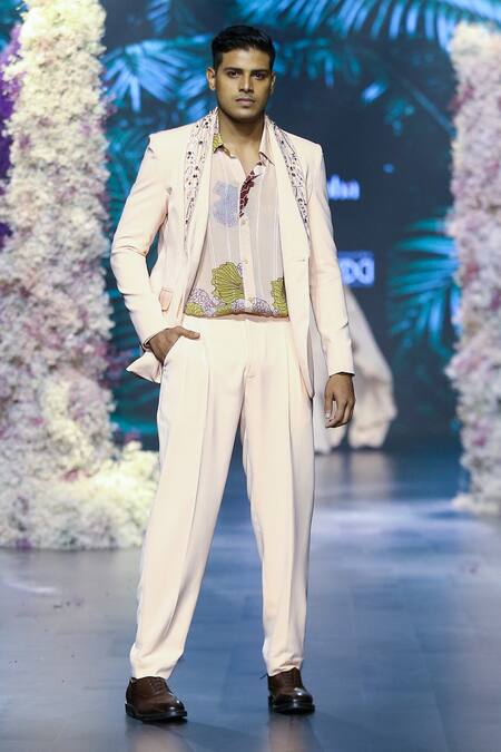 Buy_Nirmooha_Peach Linen Straight Plain Pant _Online_at_Aza_Fashions