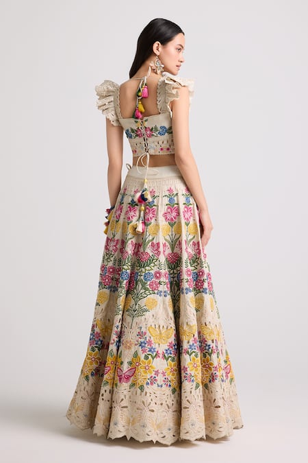 Buy Chandrima Ivory Chanderi, Cotton Beads, Sequins Gardenia Thread Embroidered Bustier Blouse Online at Aza Fashions Buy_Chandrima_Ivory Chanderi, Cotton Beads, Sequins Gardenia Thread Embroidered Bustier Blouse _Online_at_Aza_Fashions