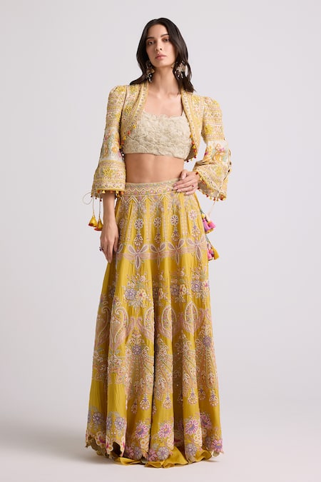 Chandrima Ivory Chanderi, Cotton Pearls Square Scallop Beads Embellished Bustier Blouse Online at Aza Fashions Chandrima_Ivory Chanderi, Cotton Pearls Square Scallop Beads Embellished Bustier Blouse _Online_at_Aza_Fashions