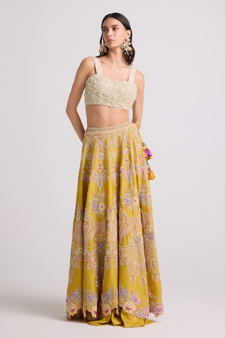 Buy Chandrima Ivory Chanderi, Cotton Pearls Square Scallop Beads Embellished Bustier Blouse Online at Aza Fashions Buy_Chandrima_Ivory Chanderi, Cotton Pearls Square Scallop Beads Embellished Bustier Blouse _Online_at_Aza_Fashions