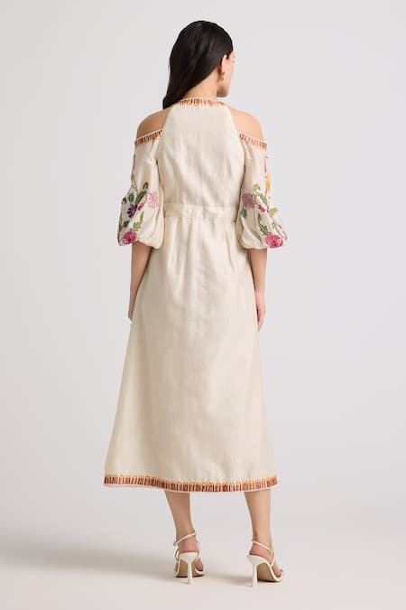 Chandrima Embroidered Chanderi Midi Dress 