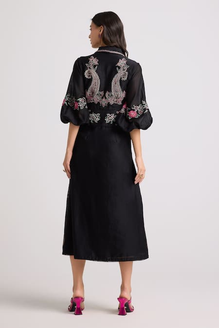 Chandrima Floral Embroidered Chanderi Dress 