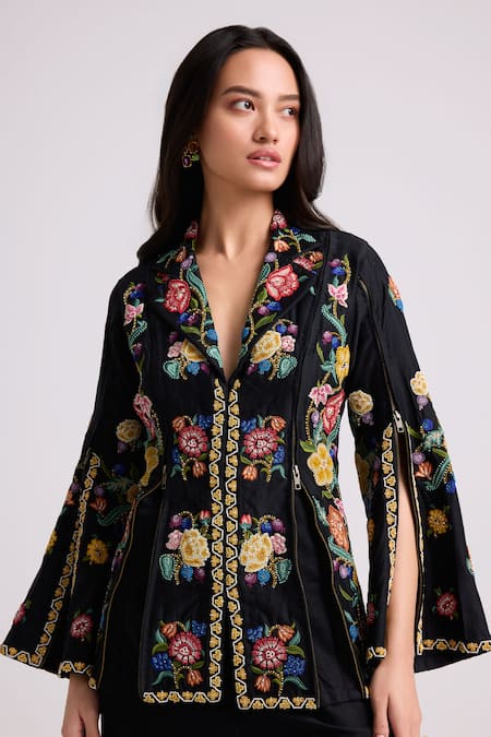 Chandrima Floral Embroidered Chanderi Jacket 