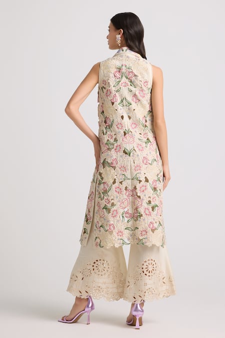 Chandrima Floral Cutwork Bell Bottom Pant 