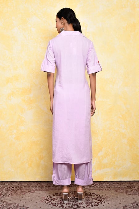 Adara Khan Solid Collar Neck Kurta & Pant Set 