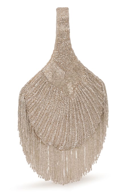 Beau Monde_Silver Crystals Chandra Embellished Potli _Online_at_Aza_Fashions