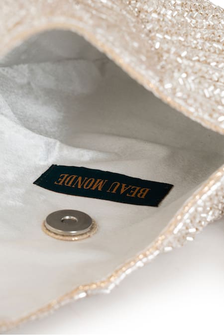 Buy_Beau Monde_Silver Crystals Chandra Embellished Potli _Online_at_Aza_Fashions