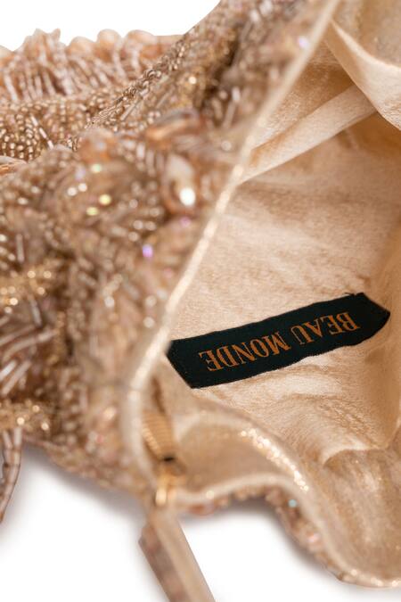 Buy_Beau Monde_Gold Crystal Mehereen Embellished Potli _Online_at_Aza_Fashions