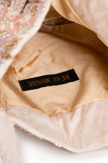 Buy_Beau Monde_Rose Gold Crystal Mehereen Embellished Potli _Online_at_Aza_Fashions