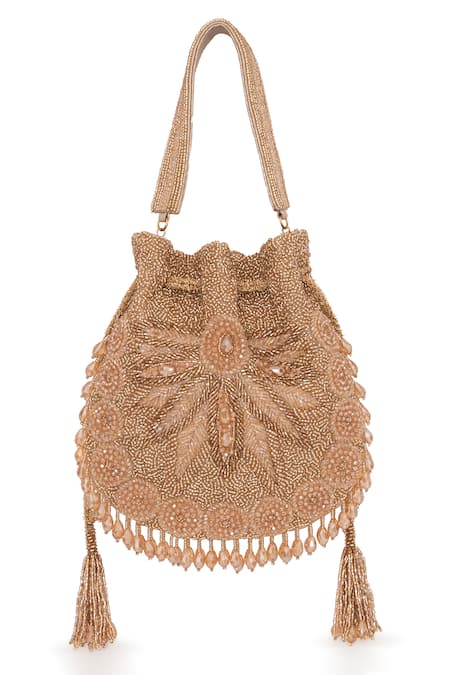 Beau Monde Rose Gold Stone Embellished Potli 