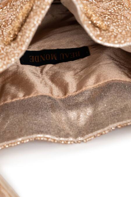 Buy_Beau Monde_Rose Gold Stone Embellished Potli _Online_at_Aza_Fashions