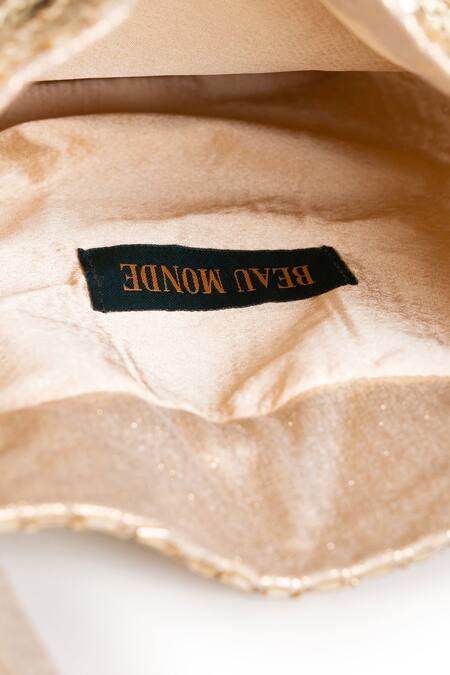 Shop_Beau Monde_Gold Cutdana Embellished Potli _Online_at_Aza_Fashions