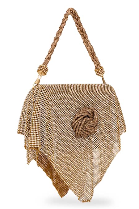 Beau Monde Disco Embellished Clutch With Sling Chain 