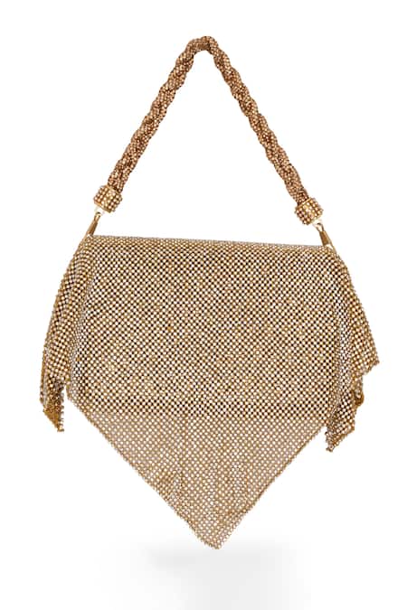 Beau Monde Disco Embellished Clutch With Sling Chain 