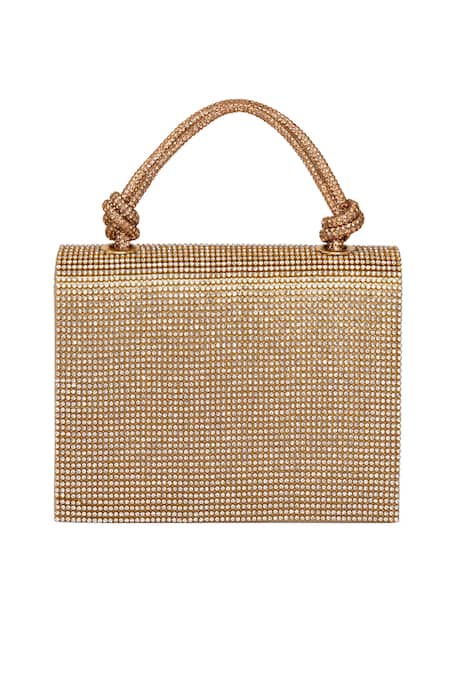 Beau Monde Rose Gold Stone Embellished Clutch 