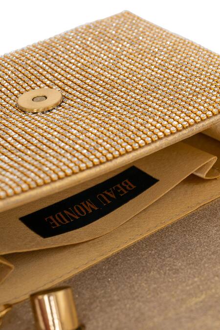 Buy_Beau Monde_Rose Gold Stone Embellished Clutch _Online_at_Aza_Fashions