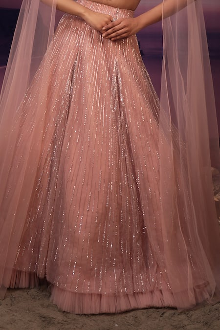 Buy COUTURE BY NIHARIKA Peach Organza, Net Cut Work Collared Cutdana Embroidered Cape Lehenga Set Online at Aza Fashions Buy_COUTURE BY NIHARIKA_Peach Organza, Net Cut Work Collared Cutdana Embroidered Cape Lehenga Set _Online_at_Aza_Fashions