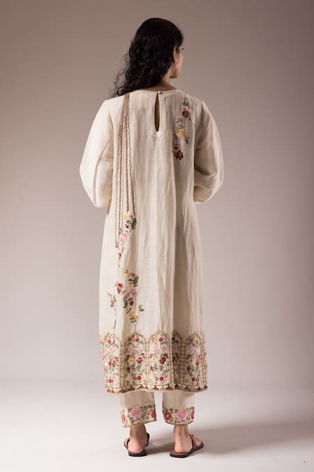 Prama By Pratima Pandey Silk Chanderi Embroidered Kurta With Pant 