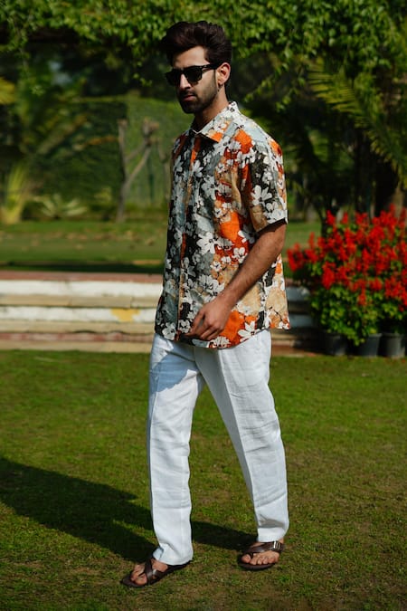 Buy_Linen Bloom_Multi Color Linen Goa Print Shirt _Online_at_Aza_Fashions